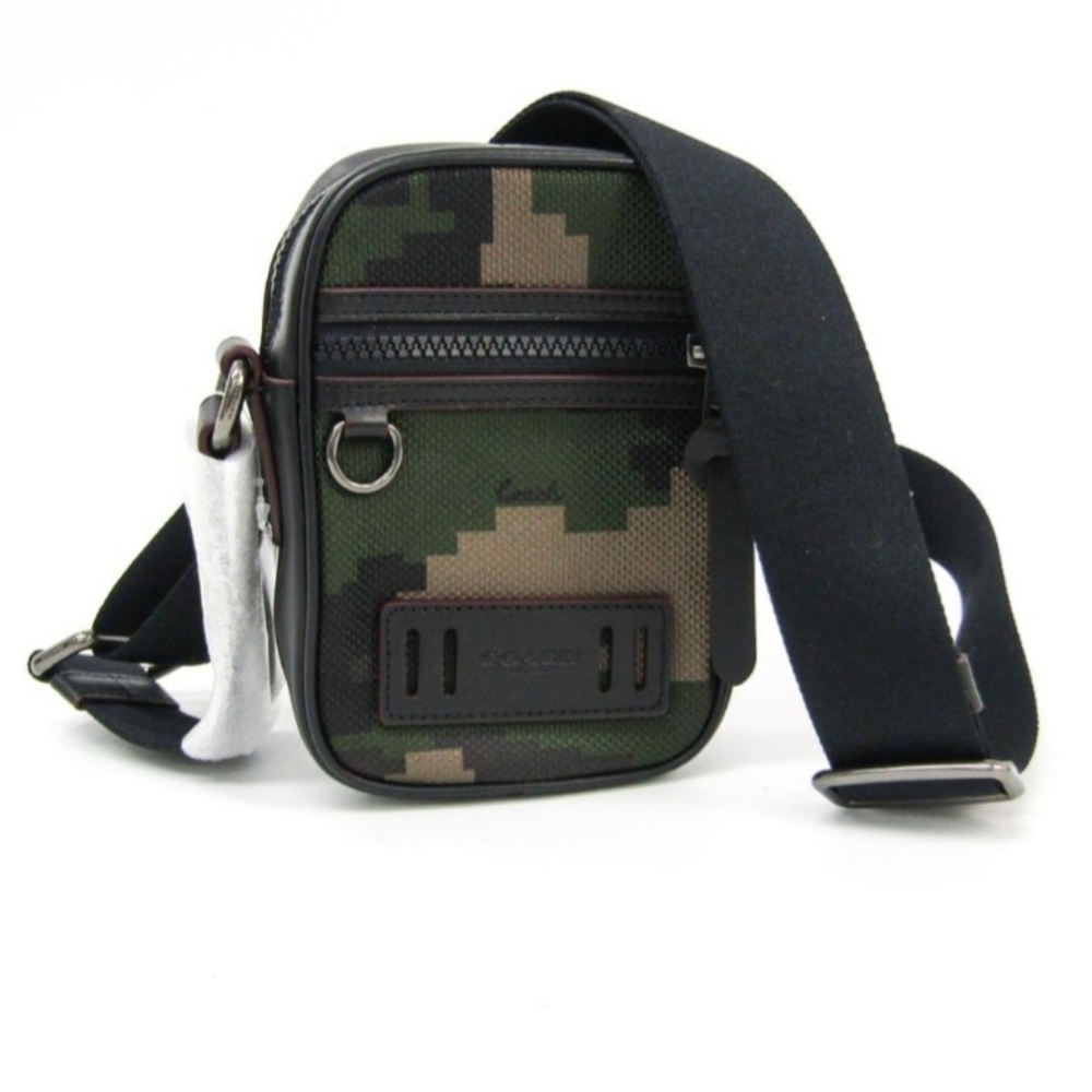Coach Khaki Nylon Leather Shoulder Bag Camo New